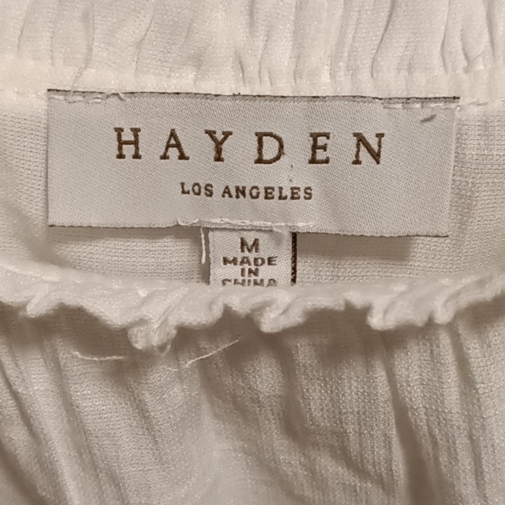 FINAL PRICE NWOT HAYDEN white tiered flared blouse w ruffled/pleated straps M